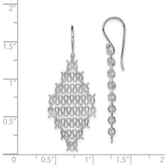 QE8913 Sterling Silver Rhodium-plated Polished Chain Link Dangle Earrings
