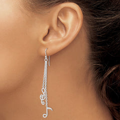 QE8920 Sterling Silver Rhodium-plated Musical Notes Dangle Earrings