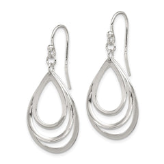 QE8942 Sterling Silver Polished Triple Teardrop Dangle Earrings