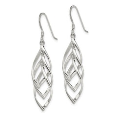 QE8945 Sterling Silver Polished Fancy Twisted  & Intertwined Dangle Earrings