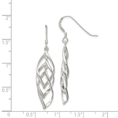 QE8945 Sterling Silver Polished Fancy Twisted  & Intertwined Dangle Earrings