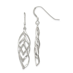 QE8945 Sterling Silver Polished Fancy Twisted  & Intertwined Dangle Earrings