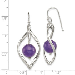 QE8959 Sterling Silver Twist Dangle Amethyst Earrings