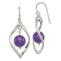 QE8959 Sterling Silver Twist Dangle Amethyst Earrings