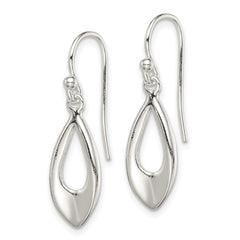 QE8983 Sterling Silver Polished Teardrop Dangle Shepherd Hook Earrings