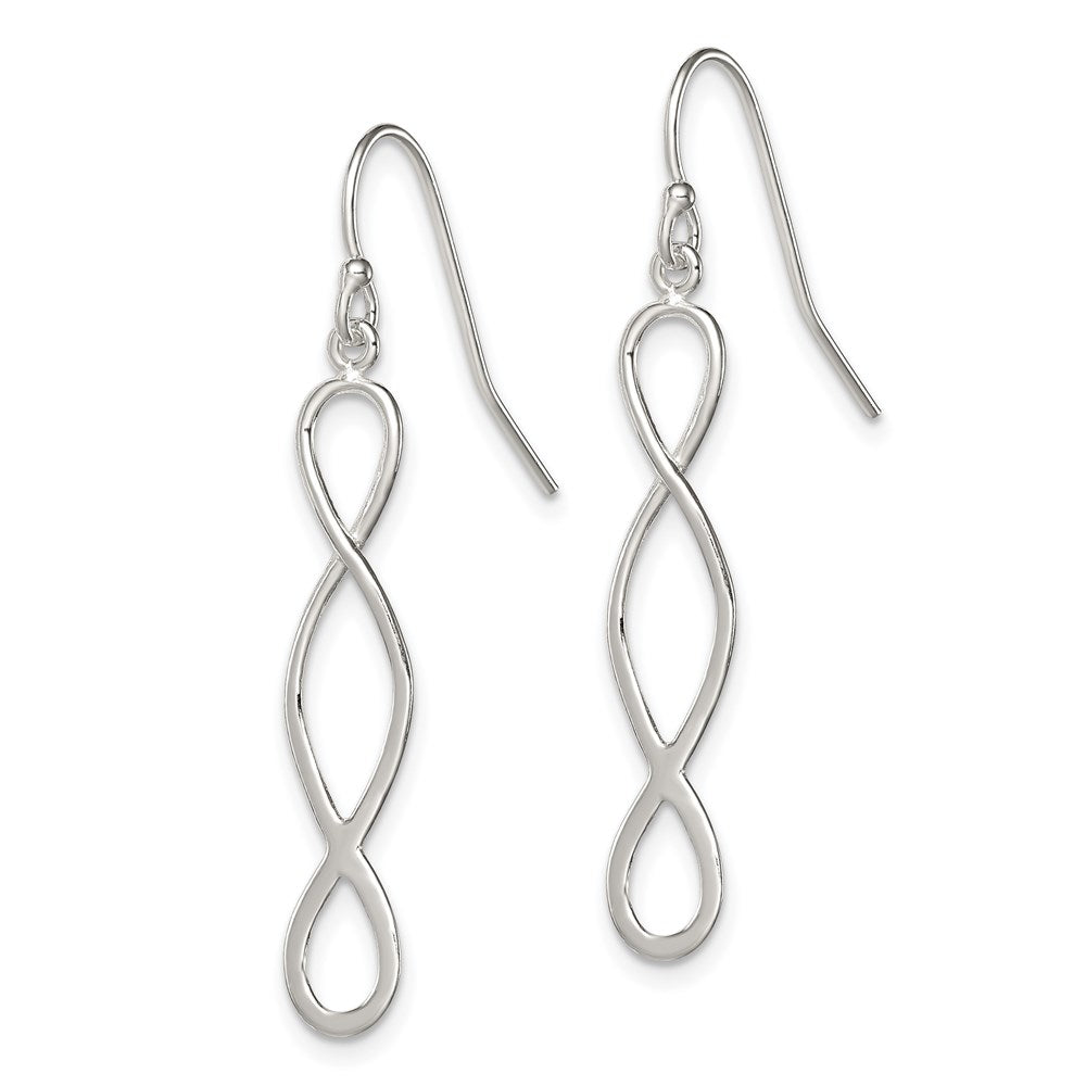 QE9032 Sterling Silver Polished Twist Design Dangle Earrings