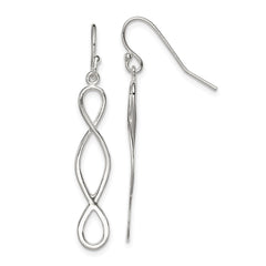 QE9032 Sterling Silver Polished Twist Design Dangle Earrings