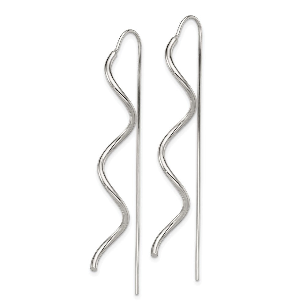 QE9067 Sterling Silver Polished Spiral Dangle Earrings
