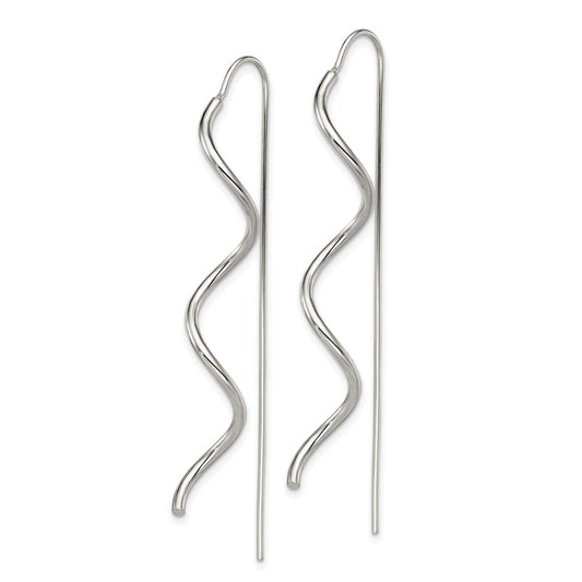 QE9067 Sterling Silver Polished Spiral Dangle Earrings