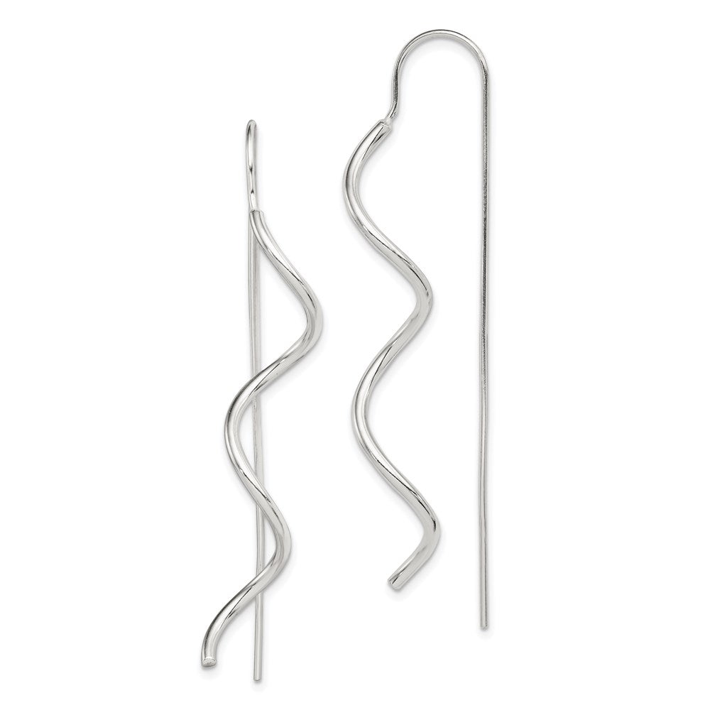QE9067 Sterling Silver Polished Spiral Dangle Earrings