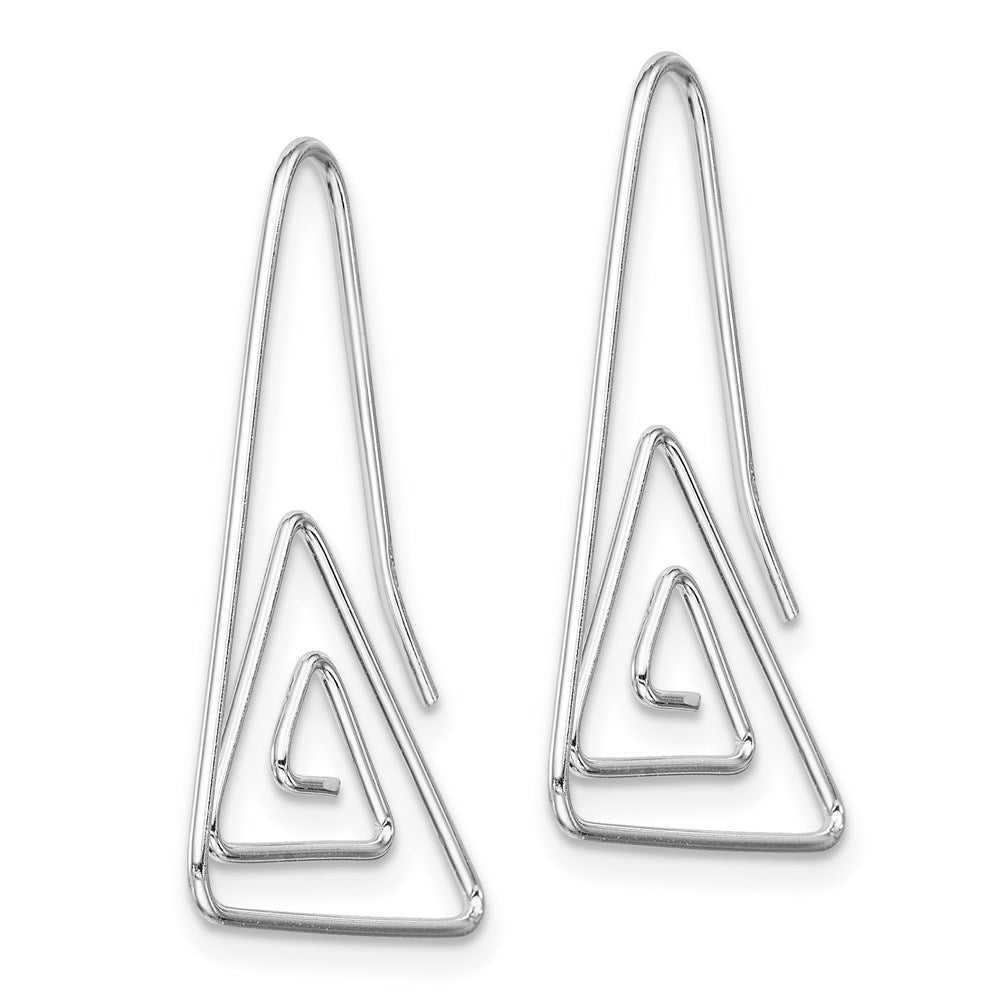 QE9074 Sterling Silver Rhodium-plated Hook Triangle Earrings