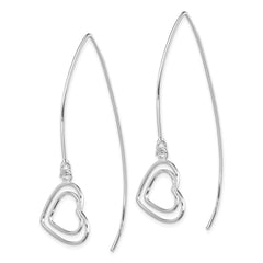 QE9075 Sterling Silver Rhodium-plated Heart Threader Earrings