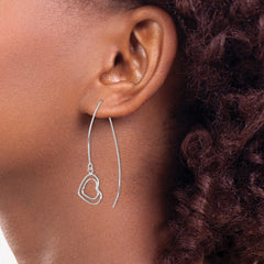 QE9075 Sterling Silver Rhodium-plated Heart Threader Earrings