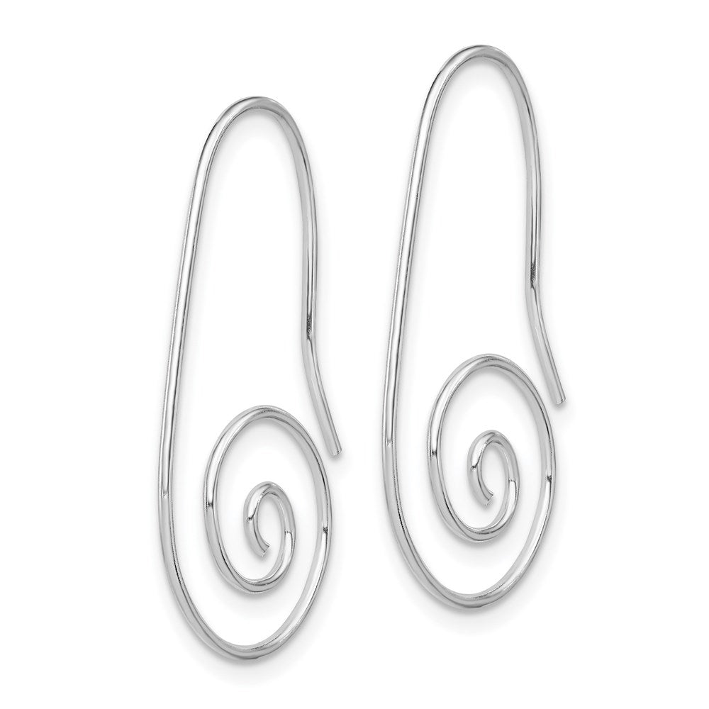 QE9076 Sterling Silver Rhodium-plated Hook Swirl Earrings