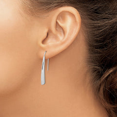 QE9079 Sterling Silver Polished Rhodium Plated Fancy Bar Thread Earrings