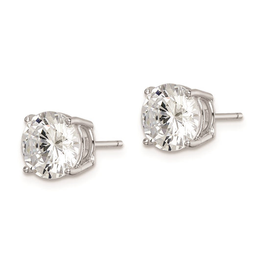 QE9098 Sterling Silver Rhodium-plated Polished Round 8mm CZ Stud Earrings