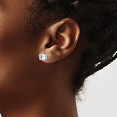 QE9098 Sterling Silver Rhodium-plated Polished Round 8mm CZ Stud Earrings