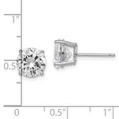 QE9098 Sterling Silver Rhodium-plated Polished Round 8mm CZ Stud Earrings