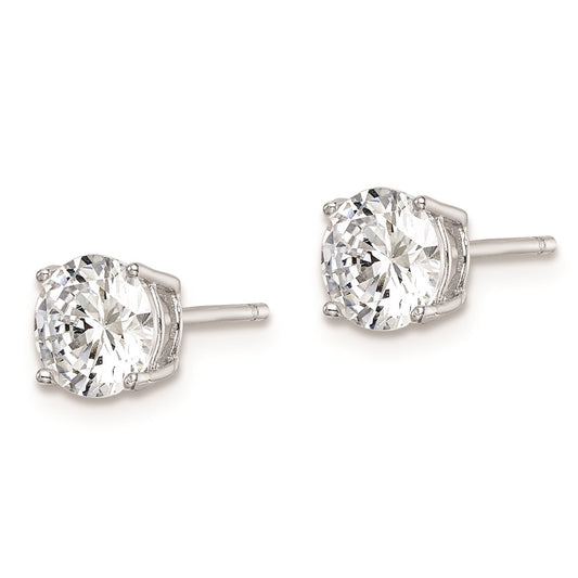 QE9100 Sterling Silver Rhodium-plated Polished Round 6mm CZ Stud Earrings