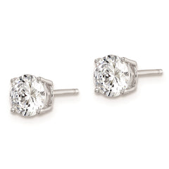 QE9100 Sterling Silver Rhodium-plated Polished Round 6mm CZ Stud Earrings