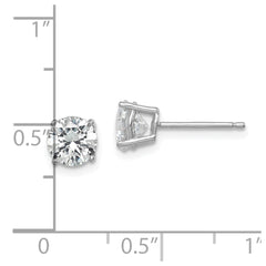 QE9100 Sterling Silver Rhodium-plated Polished Round 6mm CZ Stud Earrings