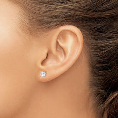 QE9105 Sterling Silver Rhodium-plated Polished Square 5mm CZ Stud Earrings