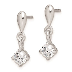QE9147 Sterling Silver Rhodium-plated Polished CZ Post Dangle Earrings