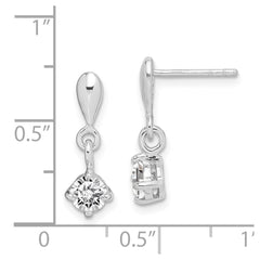 QE9147 Sterling Silver Rhodium-plated Polished CZ Post Dangle Earrings