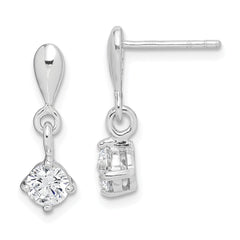 QE9147 Sterling Silver Rhodium-plated Polished CZ Post Dangle Earrings