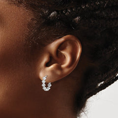 QE9197 Sterling Silver Rhodium-plated CZ Hinged Hoop Earrings
