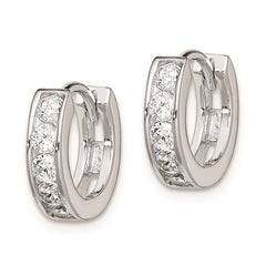 QE9250 Sterling Silver Rhodium-plated CZ Hinged Hoop Earrings