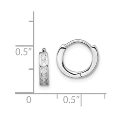 QE9251 Sterling Silver Rhodium-plated CZ Hinged Hoop Earrings