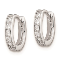QE9253 Sterling Silver Rhodium-plated CZ Hinged Hoop Earrings