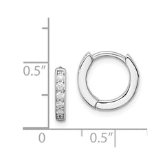QE9253 Sterling Silver Rhodium-plated CZ Hinged Hoop Earrings