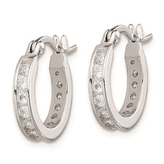 QE9257 Sterling Silver Rhodium-plated CZ Hoop Earrings