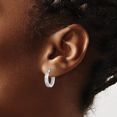 QE9257 Sterling Silver Rhodium-plated CZ Hoop Earrings