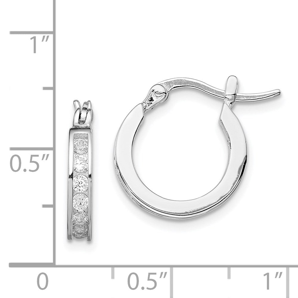 QE9257 Sterling Silver Rhodium-plated CZ Hoop Earrings