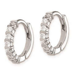 QE9265 Sterling Silver Rhodium-plated CZ Hinged Earrings