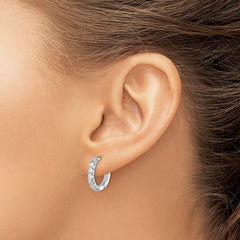 QE9265 Sterling Silver Rhodium-plated CZ Hinged Earrings