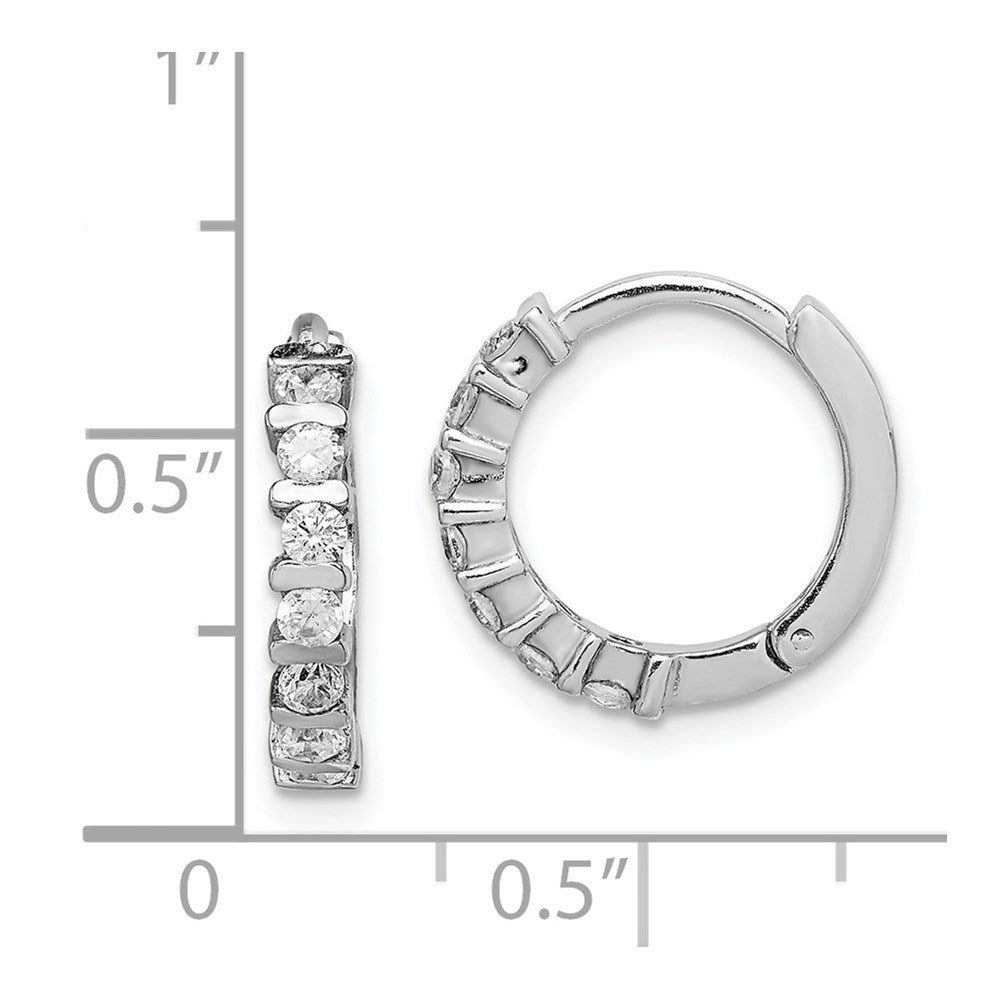 QE9265 Sterling Silver Rhodium-plated CZ Hinged Earrings
