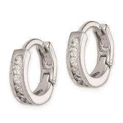 QE9267 Sterling Silver Rhodium-plated CZ Hinged Earrings