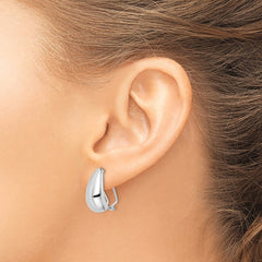 QE940 Sterling Silver Polished Omega Back J-Hoop Earrings