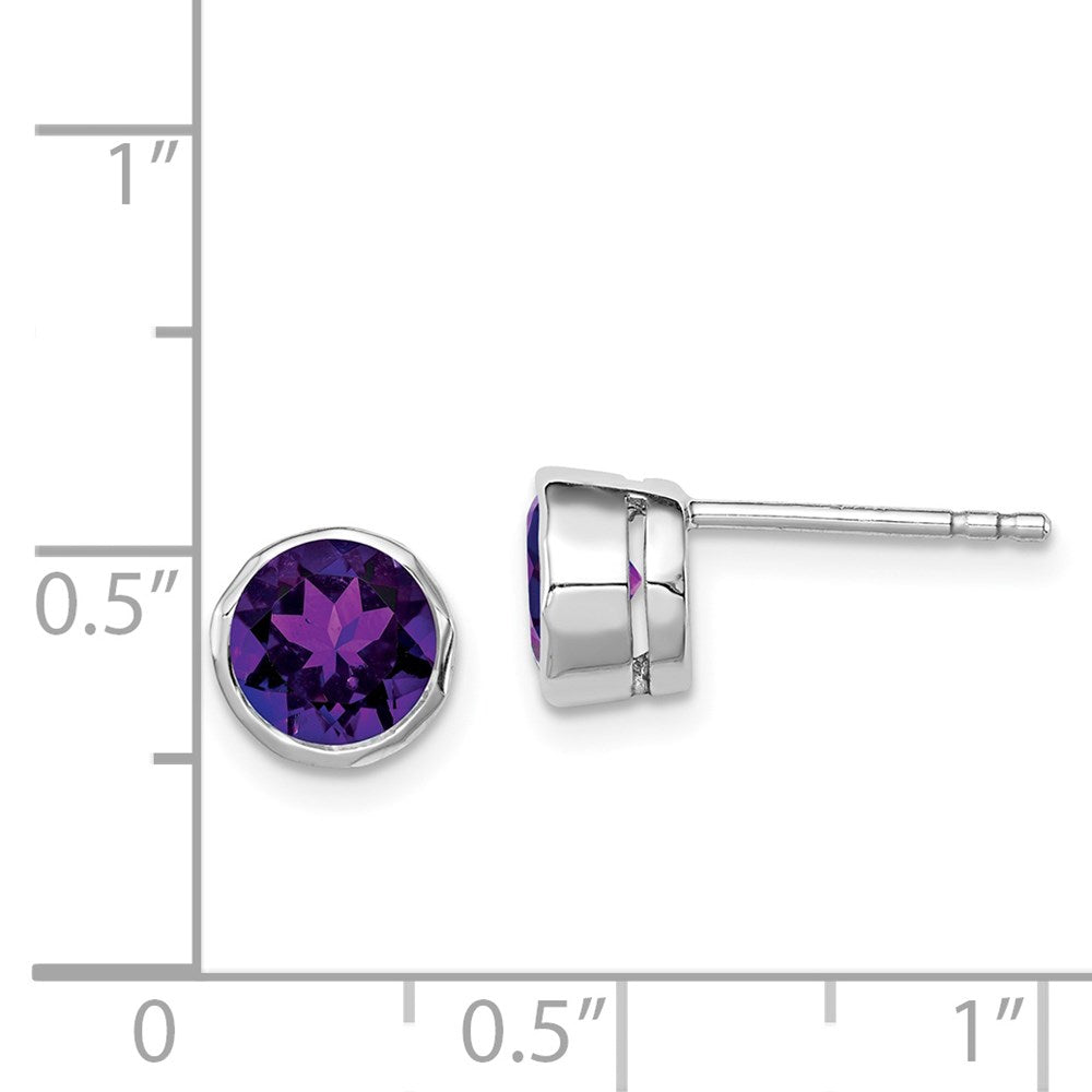 QE9411AM Sterling Silver Rhodium-plated Amethyst Post Earrings