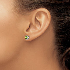 QE9411PE Sterling Silver Rhodium-plated Peridot Circle Stud Earrings