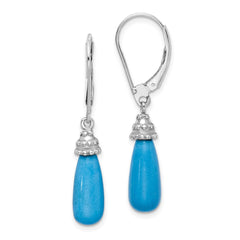 QE9453 Sterling Silver Rhodium-plated Turquoise Stone Dangle Earrings