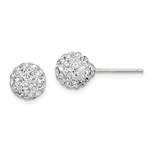 QE9538 Sterling Silver Rhodium-plated Post 8mm White Czech Crystal Earrings