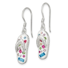 QE9672 Sterling Silver Stellux Crystal Multi-Color/White Flip Flop Earrings