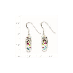 QE9672 Sterling Silver Stellux Crystal Multi-Color/White Flip Flop Earrings