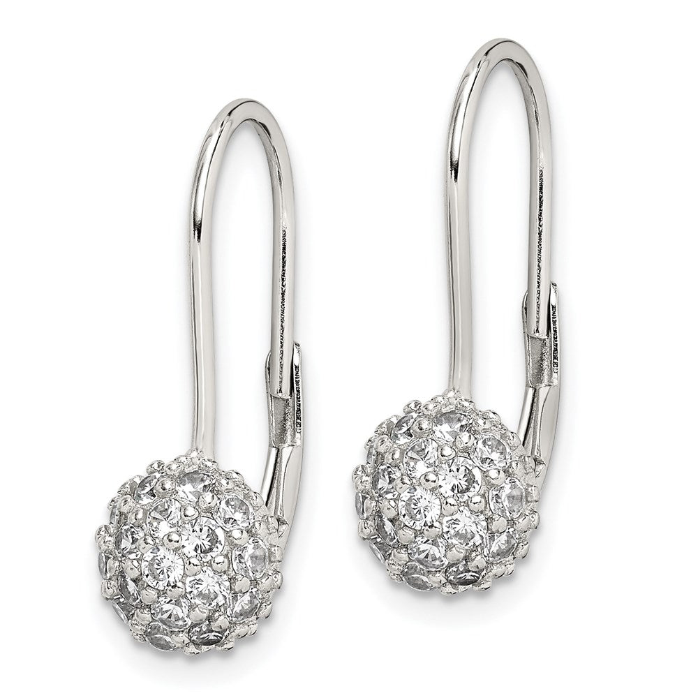 QE9784 Sterling Silver Rhodium-plated CZ Leverback Earrings
