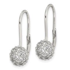 QE9784 Sterling Silver Rhodium-plated CZ Leverback Earrings